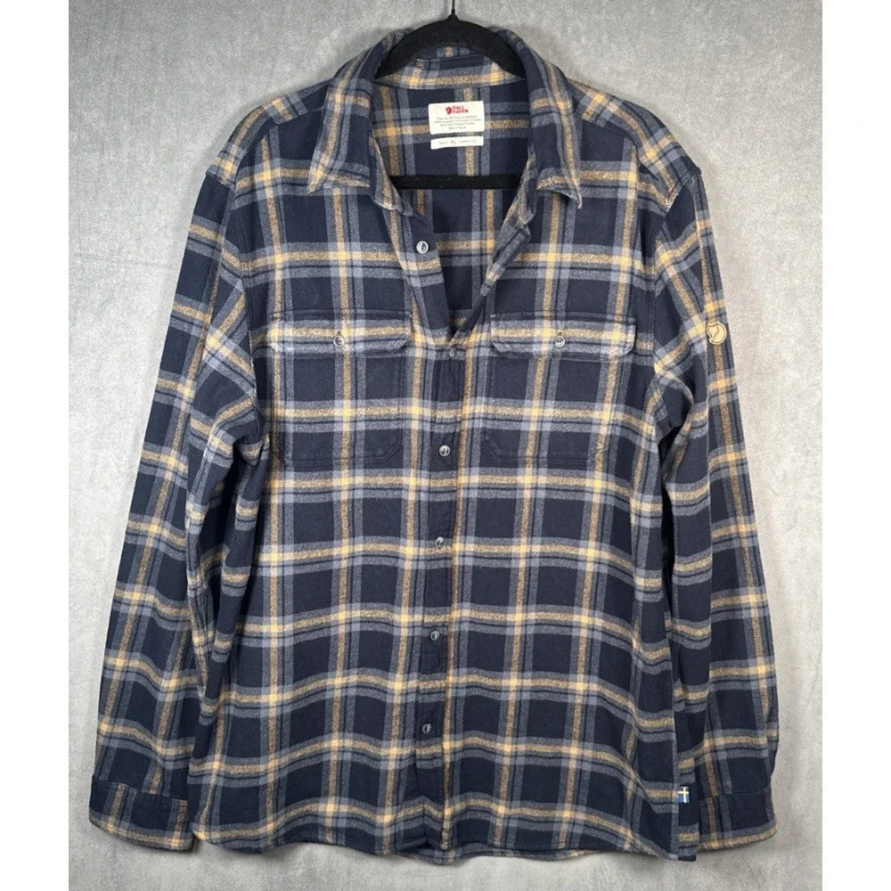 Fjallraven Ovik Heavyweight Flannel Shirt Men's XL Comfort Fit Plaid Cotton